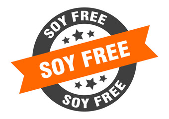 Obraz premium soy free sign. round ribbon sticker. isolated tag