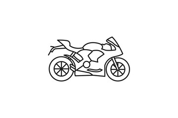 Sport motorcycle icon. Fast bike Black line web sign. Flat style vector illustration isolated on white background.
