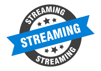 streaming sign. round ribbon sticker. isolated tag