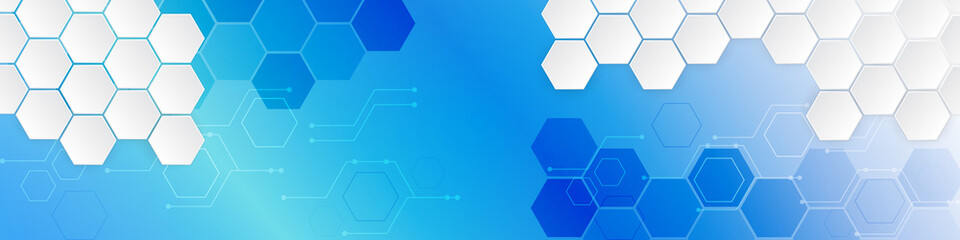 Hi-tech background design. The concept of chemical engineering, genetic research, innovative technologies. Hexagonal background for digital technology, medicine, science, research and healthcare.