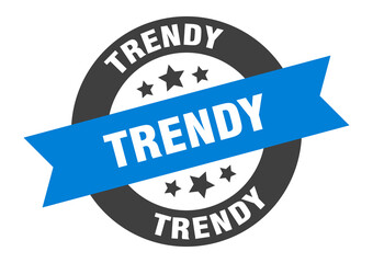 trendy sign. round ribbon sticker. isolated tag