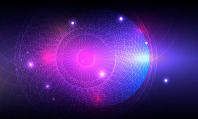 Abstract space background in abstract style on deep dark background. Modern geometric background. Blue vector abstract graphic design