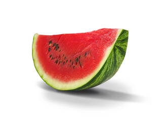 Slice of watermellon isolated on white background	
