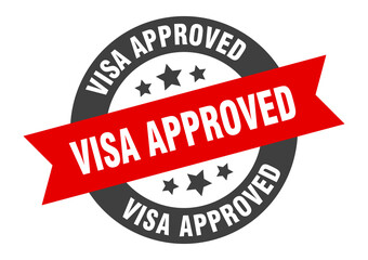 Fototapeta premium visa approved sign. round ribbon sticker. isolated tag