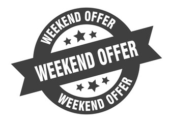 weekend offer sign. round ribbon sticker. isolated tag