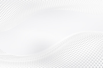 Futuristic white web background. Elegant modern interface design. Grey dots tone gradient with fluid flow halftone wave.