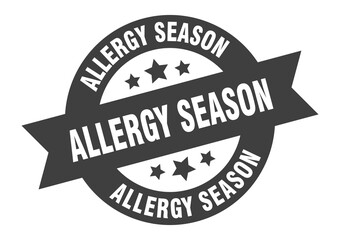 Obraz premium allergy season sign. round ribbon sticker. isolated tag