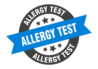 allergy test sign. round ribbon sticker. isolated tag