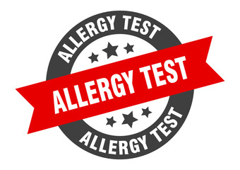 allergy test sign. round ribbon sticker. isolated tag