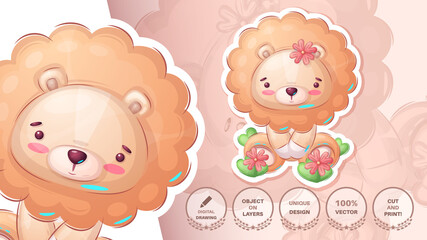 Funny teddy lion - cute sticker