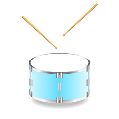 vector drum and drumsticks on white background illustration