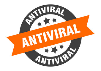 antiviral sign. round ribbon sticker. isolated tag