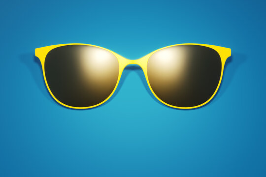 yellow glasses on blue background