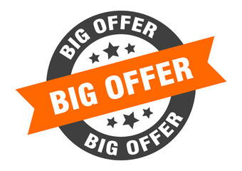 big offer sign. round ribbon sticker. isolated tag