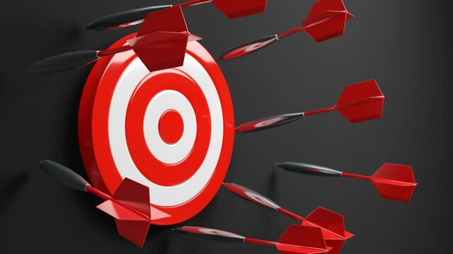 All dart arrows missed target.3d animation.