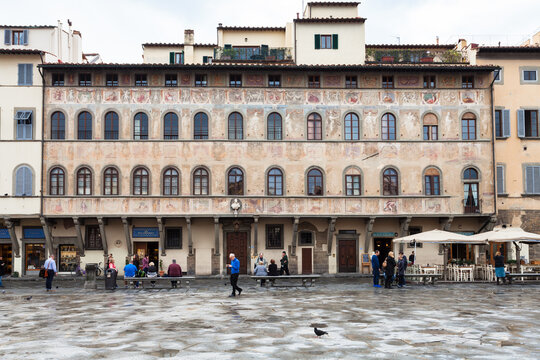 FLORENCE, ITALY - NOVEMBER 6, 2016: Palazzo dell Antella on Piazza di Santa Croce. Piazza Santa Croce is one of the main plazas or squares located in the central part of Florence city