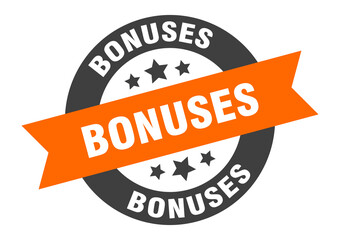 bonuses sign. round ribbon sticker. isolated tag
