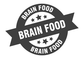 brain food sign. round ribbon sticker. isolated tag