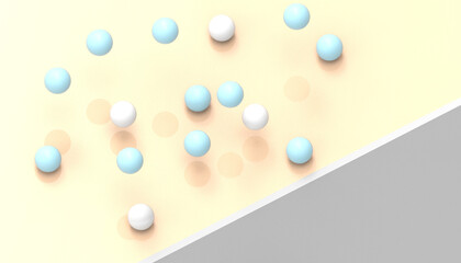 Business Ladder and Ideas business Concept Circle Elements Scattered Concept on Yellow - Grey background - 3d rendering