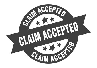 claim accepted sign. round ribbon sticker. isolated tag