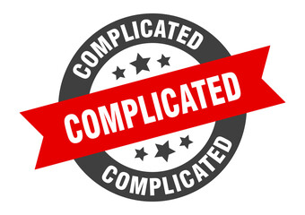 Obraz premium complicated sign. round ribbon sticker. isolated tag