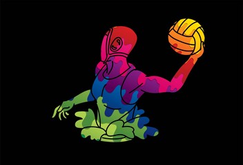 Water Polo player cartoon graphic vector