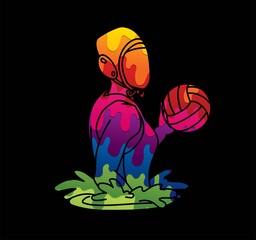 Water Polo player cartoon graphic vector