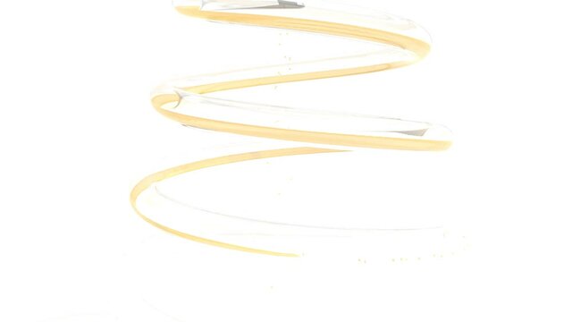 Oil liquid spiral tube on white 4k