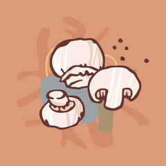 Button Mushrooms With Abstracts