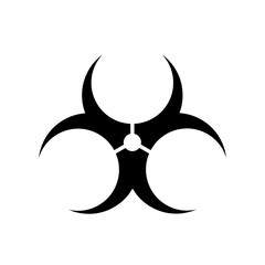 Black Biohazard caution sign. Symbol of hazard caused by biological microorganism, virus or toxin. Simple flat vector.