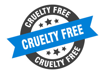 cruelty free sign. round ribbon sticker. isolated tag