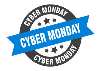 cyber monday sign. round ribbon sticker. isolated tag