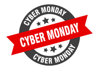 cyber monday sign. round ribbon sticker. isolated tag