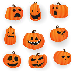Set pumpkins of Halloween Collection Scary and funny