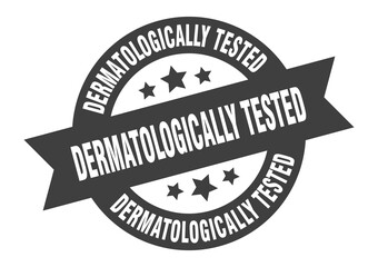 Obraz premium dermatologically tested sign. round ribbon sticker. isolated tag