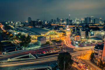 Fototapeta na wymiar Bangkok cityscape with Bangkok train station