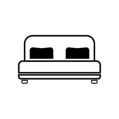 Double bed icon concept. Double bed flat vector symbol
