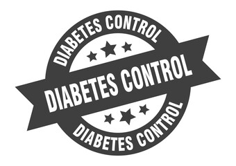 diabetes control sign. round ribbon sticker. isolated tag