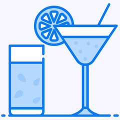 
Cute lemon slice with glass, cocktail icon trendy design 
