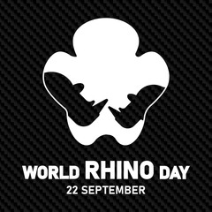 Illustration for World Rhino Day on 22 September each year, Minimal Rhino footprint logo illustrations, Great for card, Banner and emblem, Carbon fiber background.	