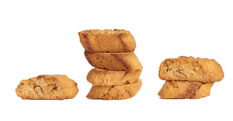 baked piece Italian almond biscotti, cantuccini cookies, traditional italian Christmas, New Year dry cookies