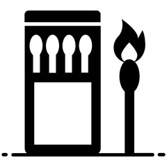 
A small stick with fire to burn stove or burn any stuff symbolizing matchstick icon 
