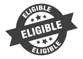 eligible sign. round ribbon sticker. isolated tag