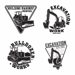 Set of Excavation work emblems design © boris_nd