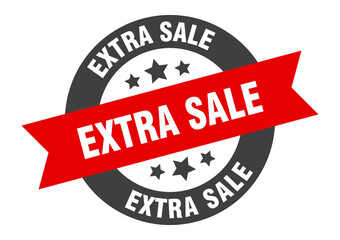extra sale sign. round ribbon sticker. isolated tag