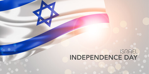 Israel happy independence day vector banner, greeting card