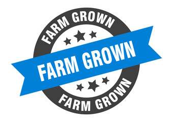 farm grown sign. round ribbon sticker. isolated tag