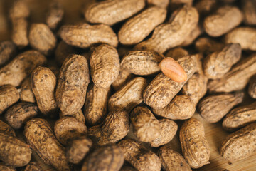 peanuts on a wooden background