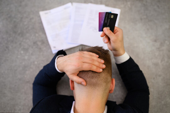Man in desperation with credit card debt