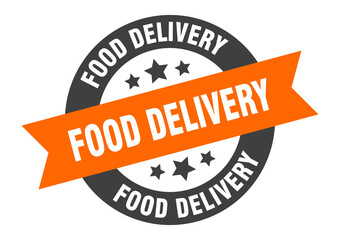 Fototapeta premium food delivery sign. round ribbon sticker. isolated tag